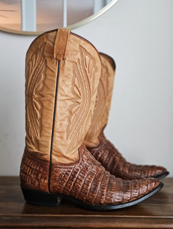 Rancho Boots Other - Rancho Exotic Alligator Reptile Leather Western Cowboy Boots Brown Tan Size 11 E